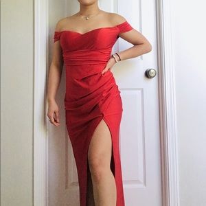 Windsor Prom Off-the-Shoulder High Slit Dress - S